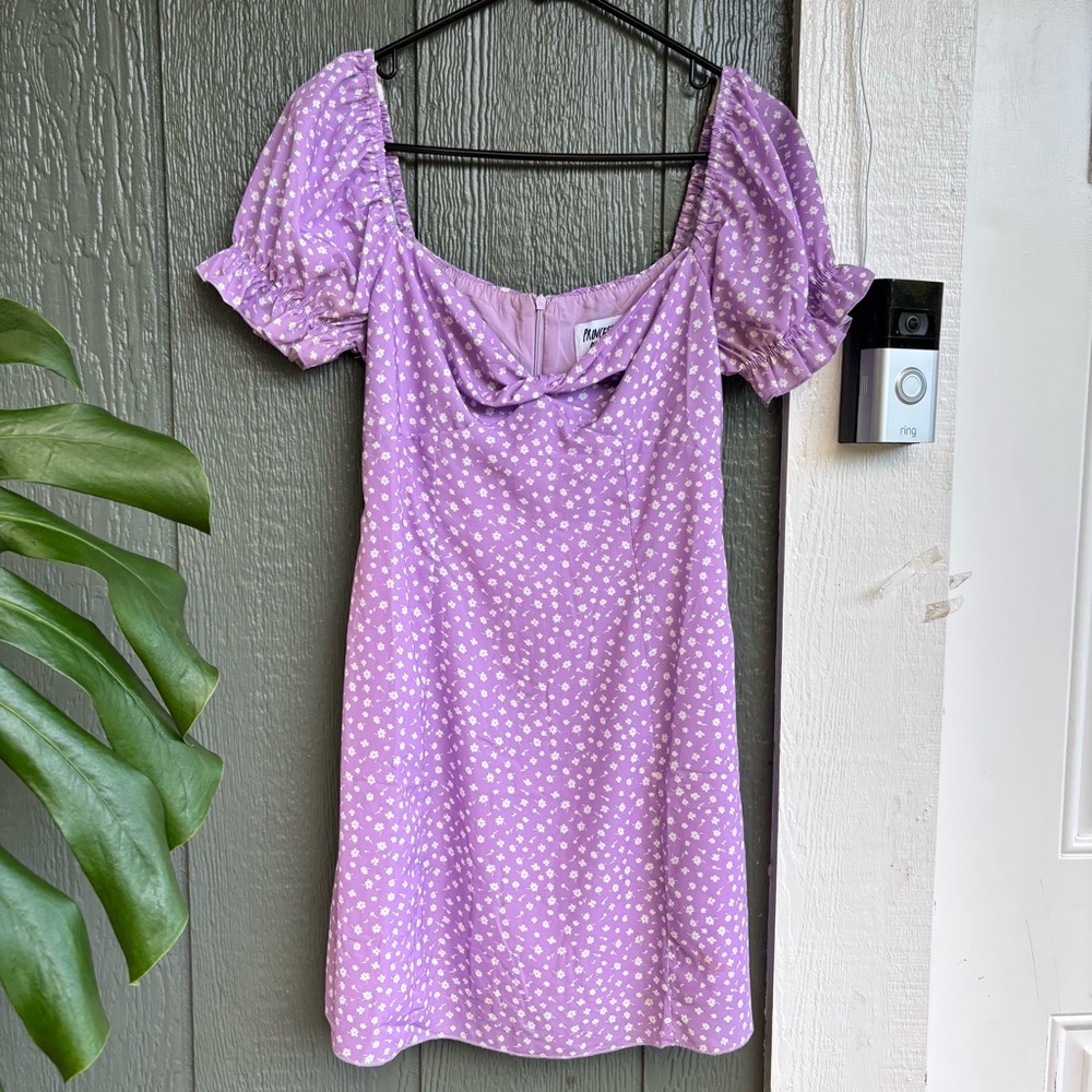Princess Polly Purple Floral Puff Sleeve Mini Dress